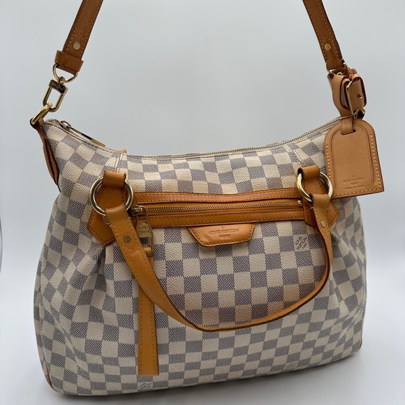 2011 Authentic louis Vuitton Damier Azur Evora MM Handbag Crossbody - Picture 11 of 16